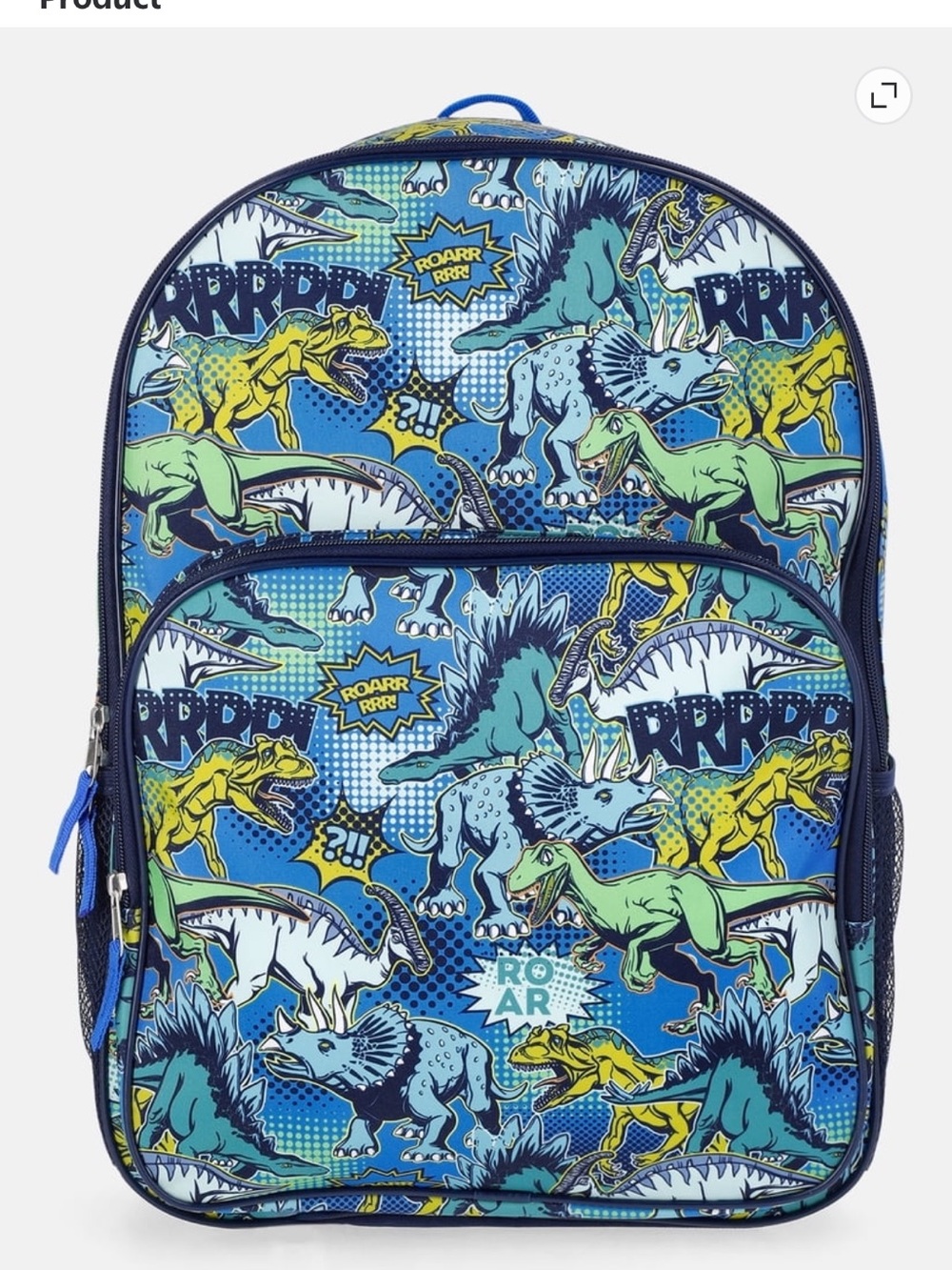 Wonder Nation Kids 17" Laptop Backpack Pop Art Dino 🦕 Indigo Blue NWT - Picture 9 of 11
